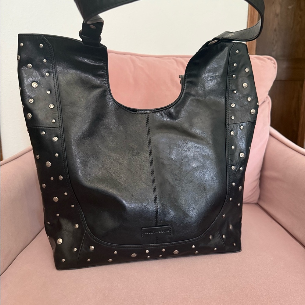 Lucky Brand Black Studded Leather Tote Bag
